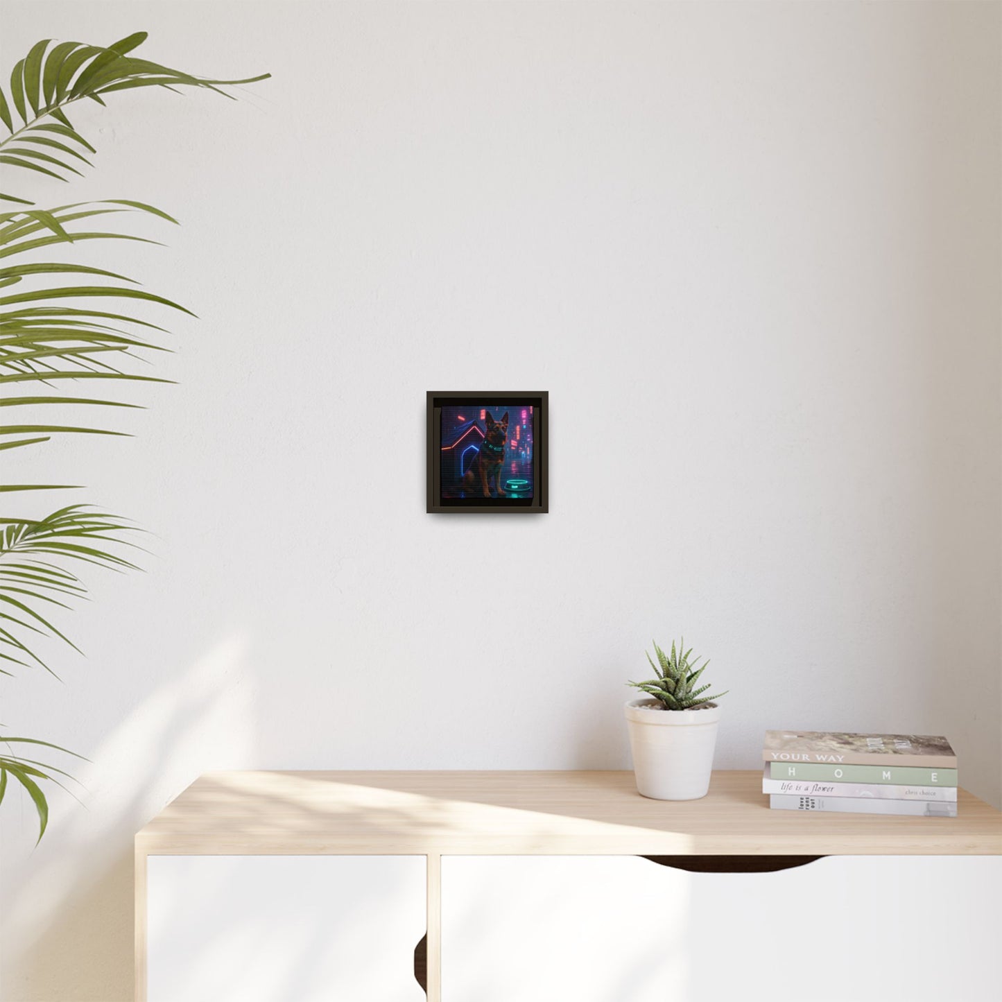 Neon City Dog Framed Matte Canvas
