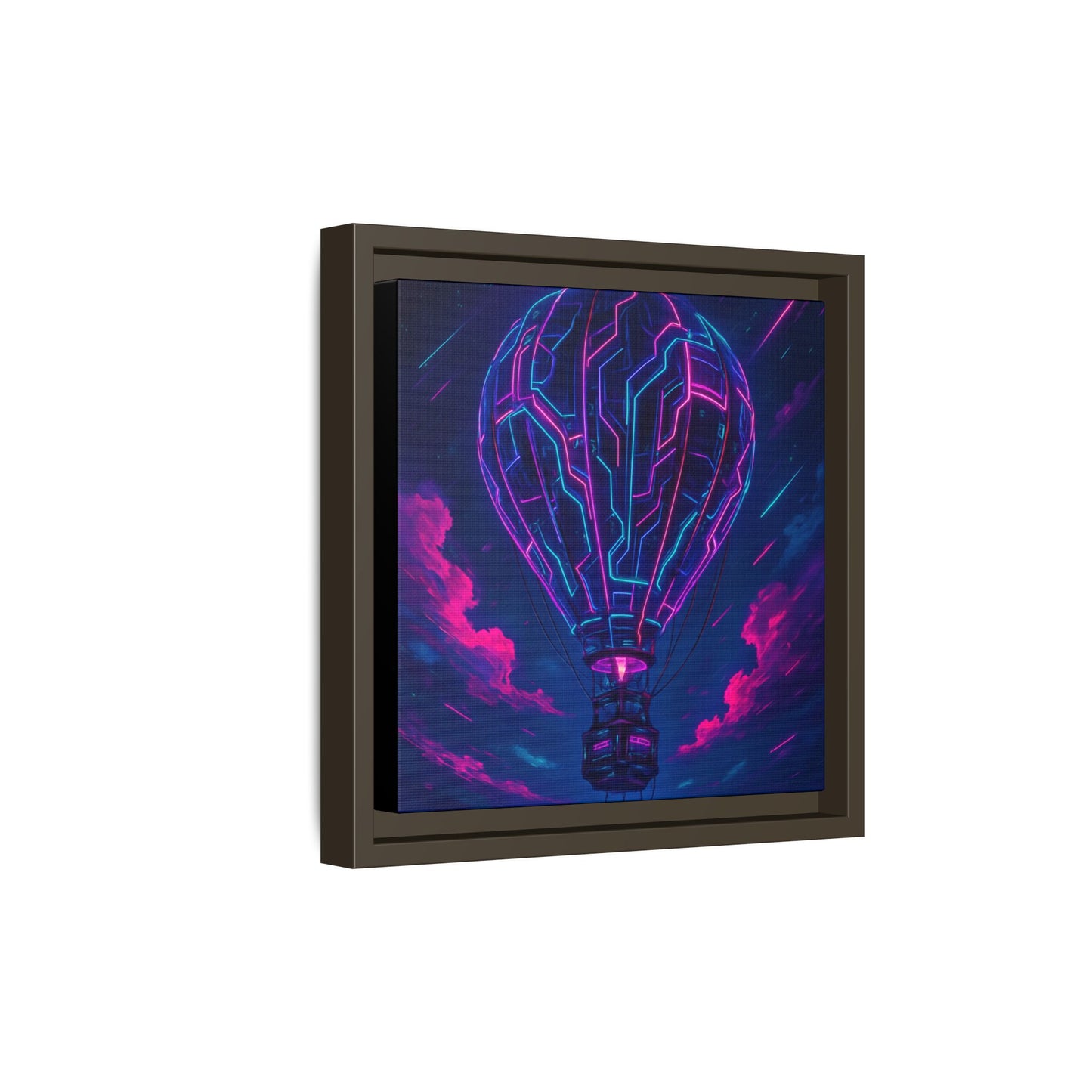 Neon Circuit Balloon Framed Matte Canvas