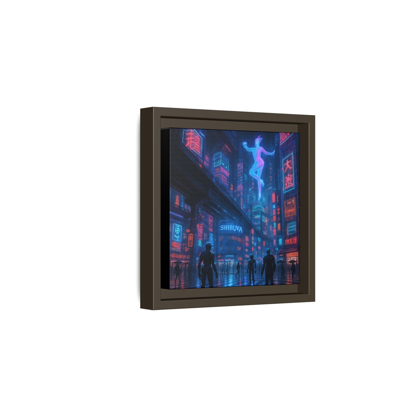 Neon Shibuya Spirit Framed Matte Canvas