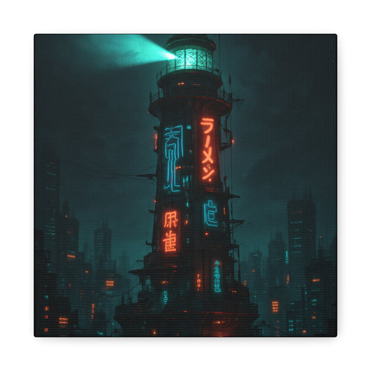 Neon Tower Matte Canvas