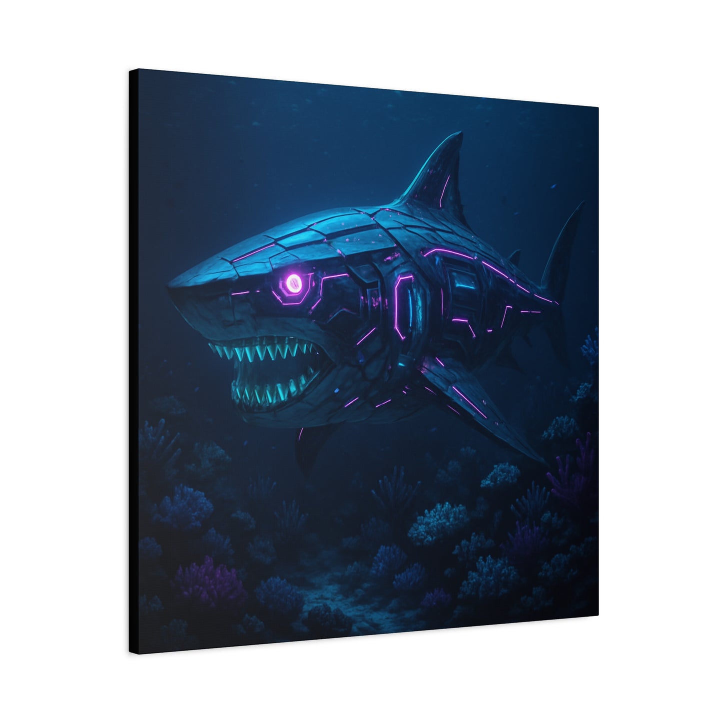 Cyber Shark Abyss Matte Canvas