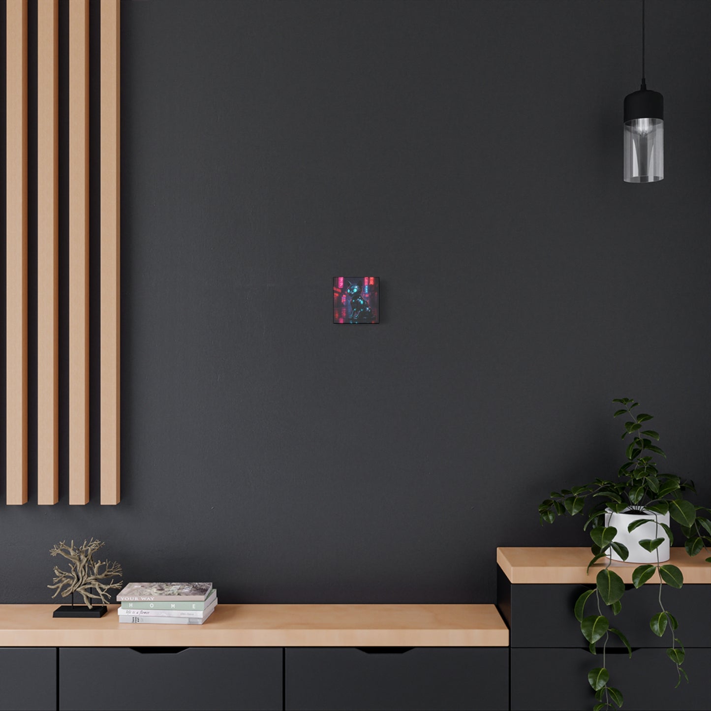 Cyber Neon Cat Matte Canvas