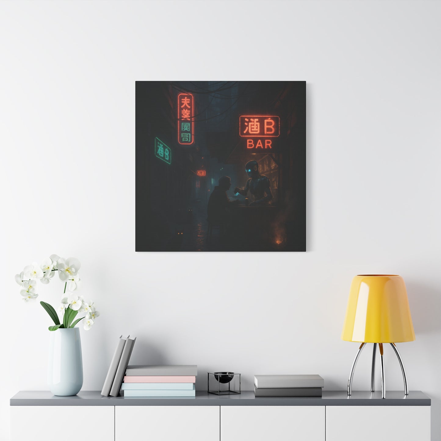 Neon Alley Bar Matte Canvas