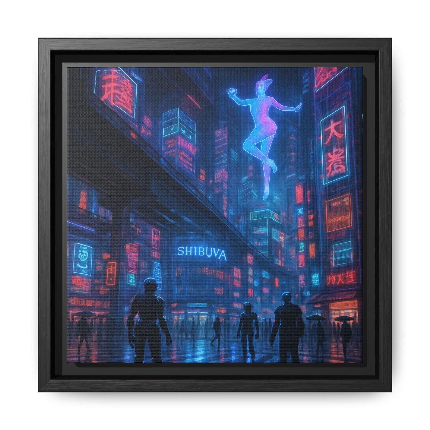 Neon Shibuya Spirit Framed Matte Canvas