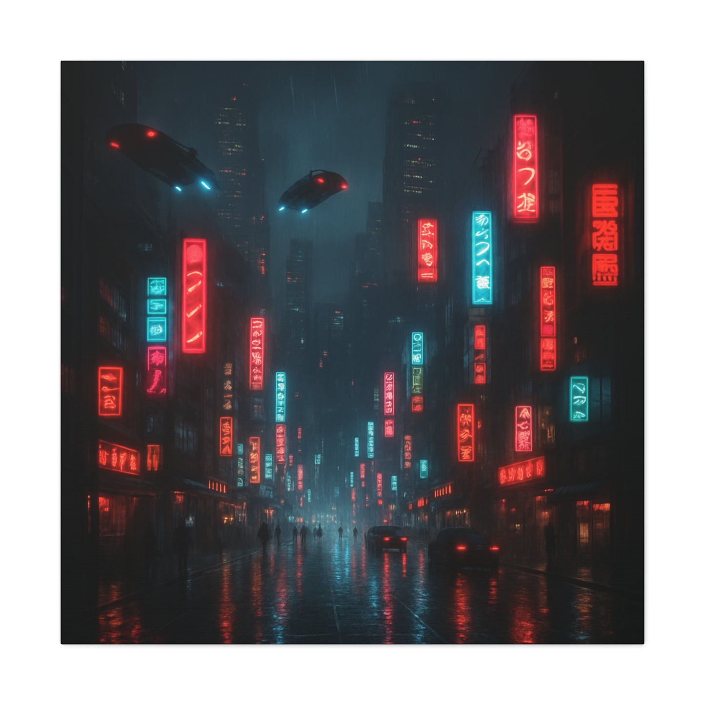 Neon City Street Matte Canvas