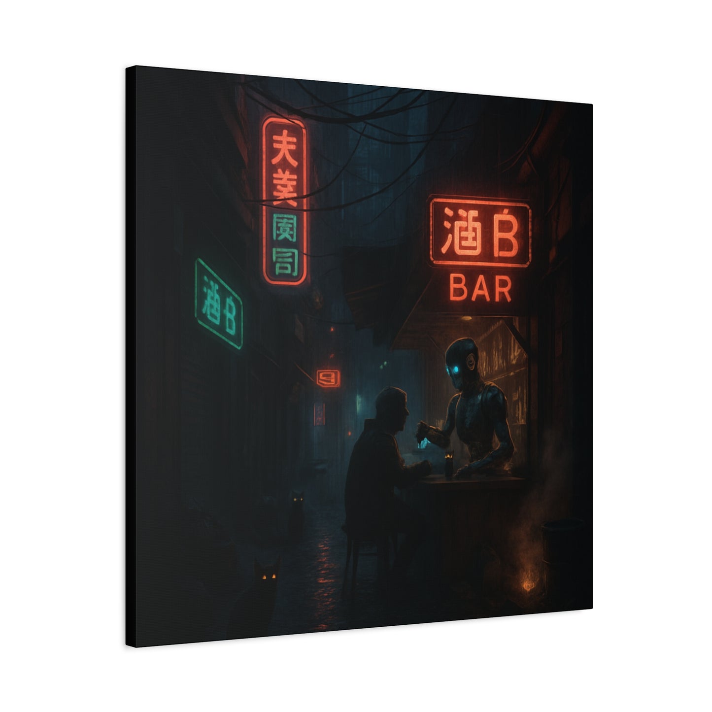 Neon Alley Bar Matte Canvas