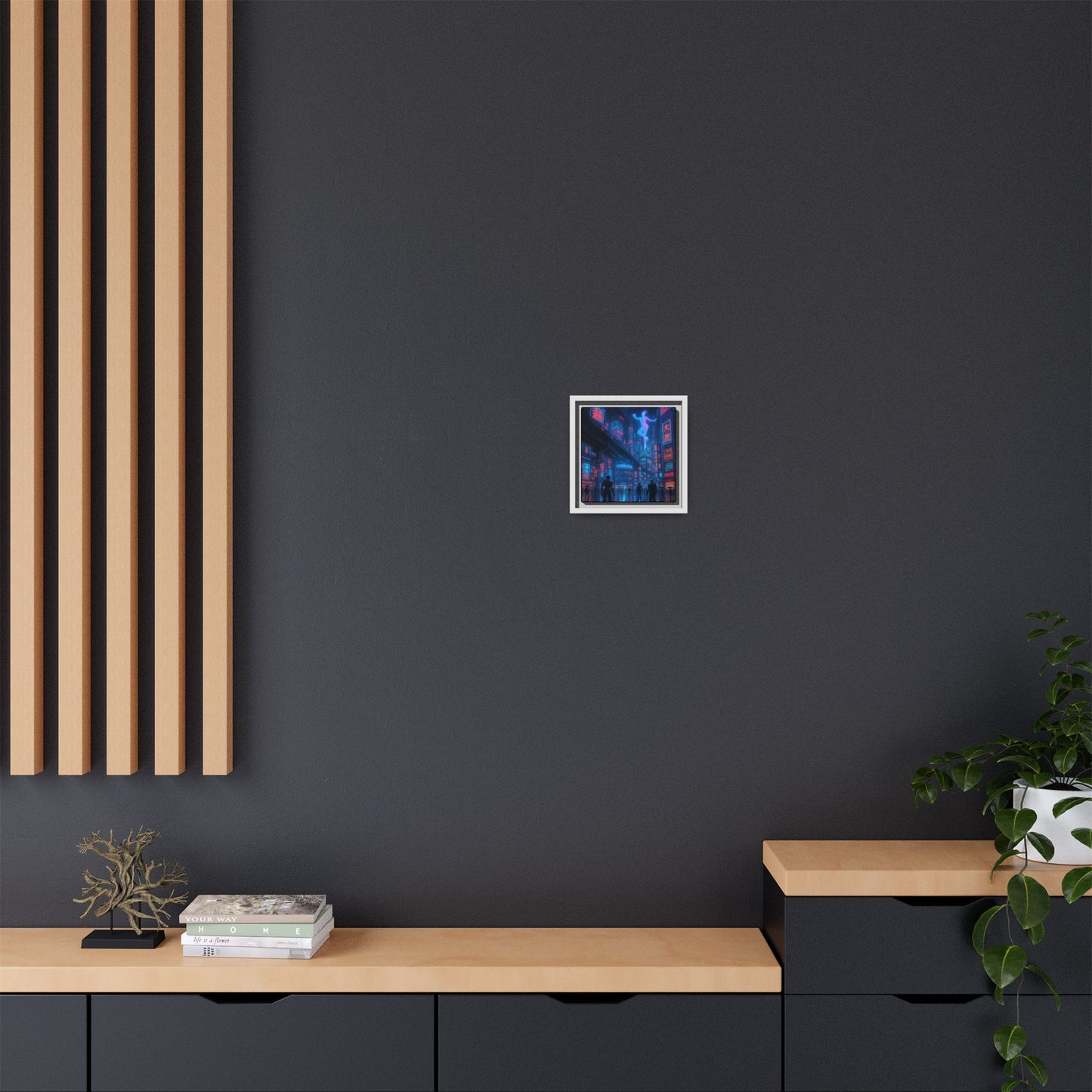 Neon Shibuya Spirit Framed Matte Canvas