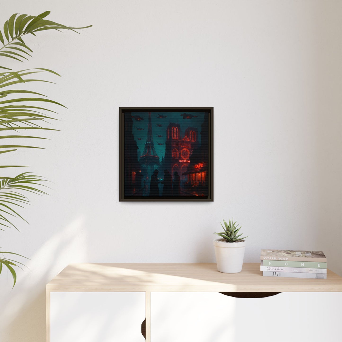 Neon Paris Dream Framed Matte Canvas