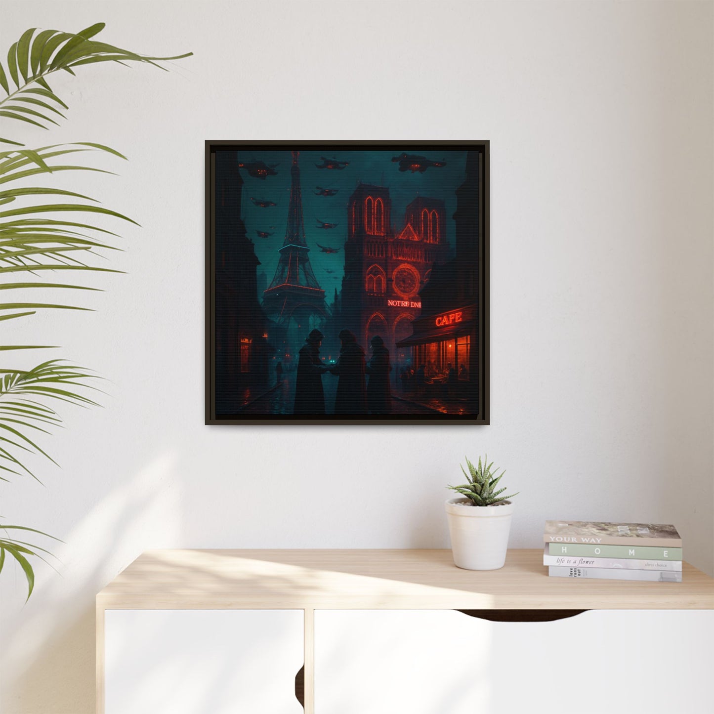 Neon Paris Dream Framed Matte Canvas
