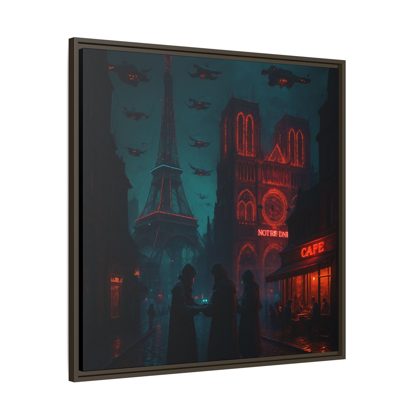 Neon Paris Dream Framed Matte Canvas