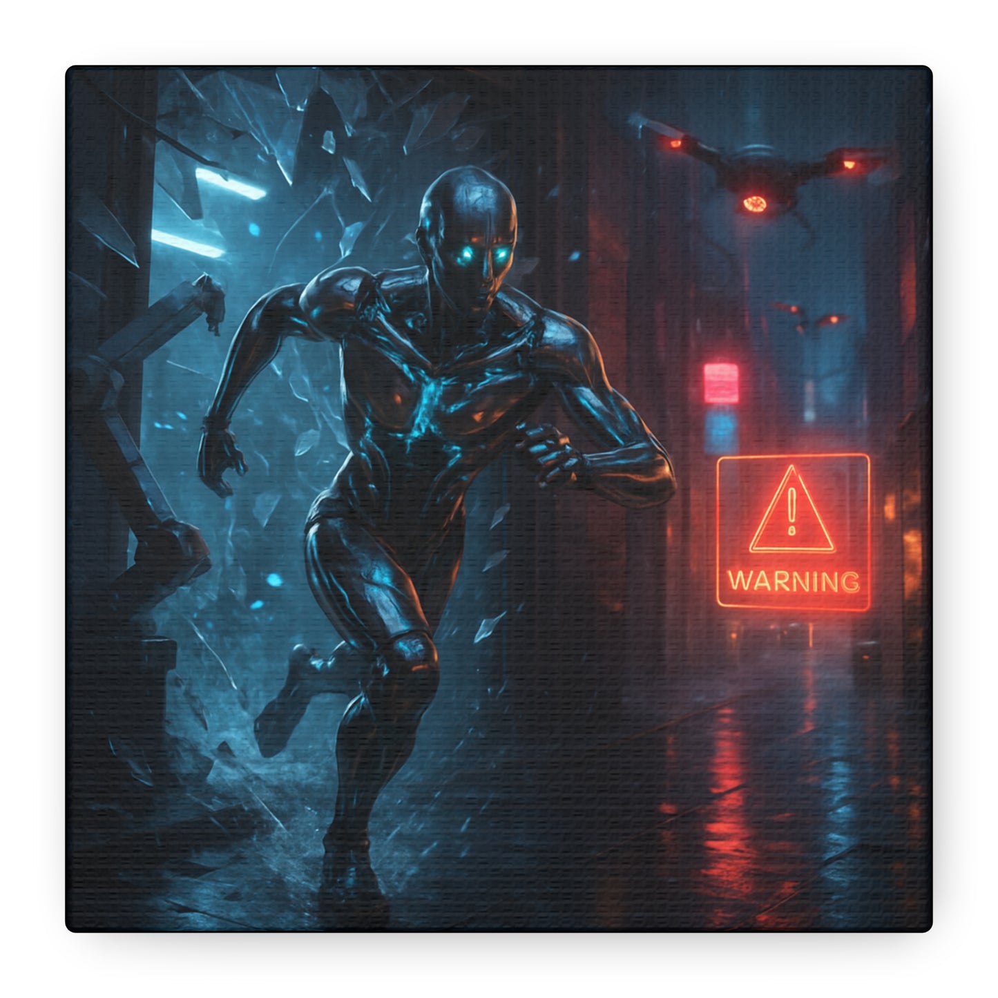 Neon Escape Futuristic Runner Matte Canvas