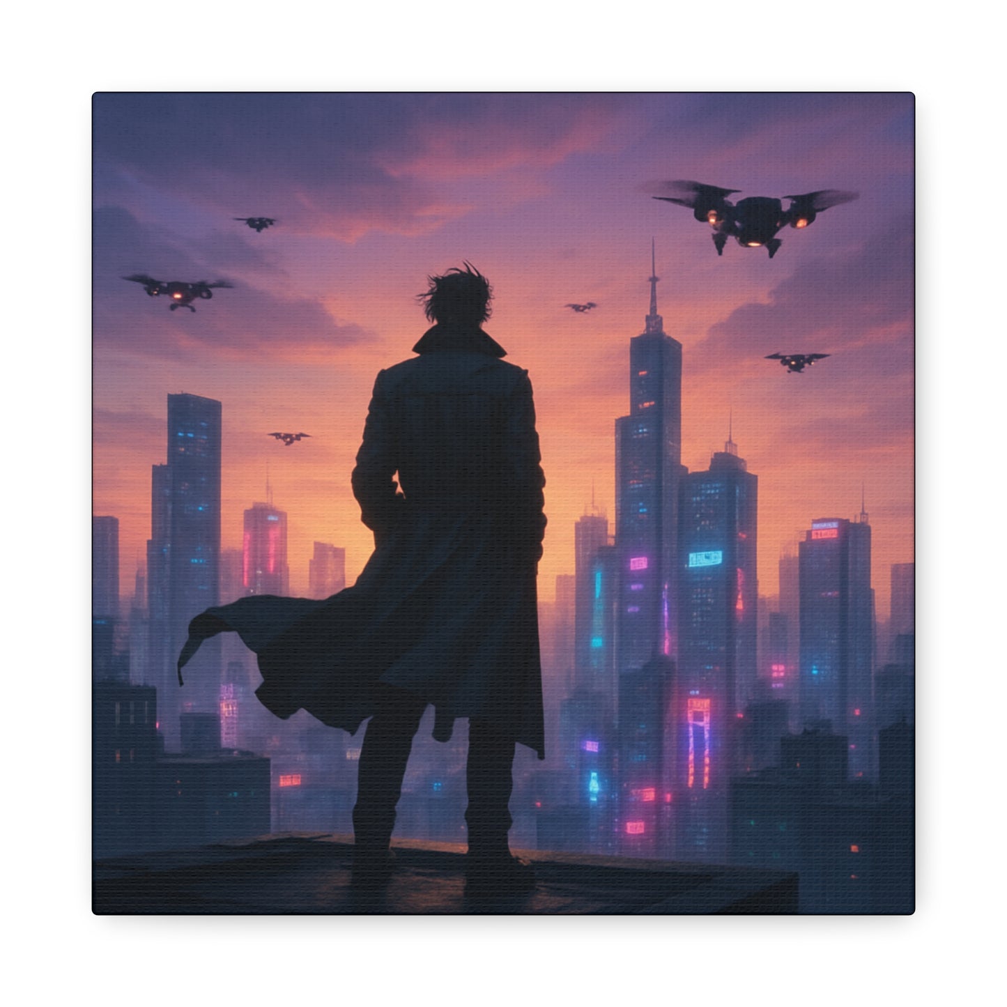 Future Skyline Sentinel Matte Canvas