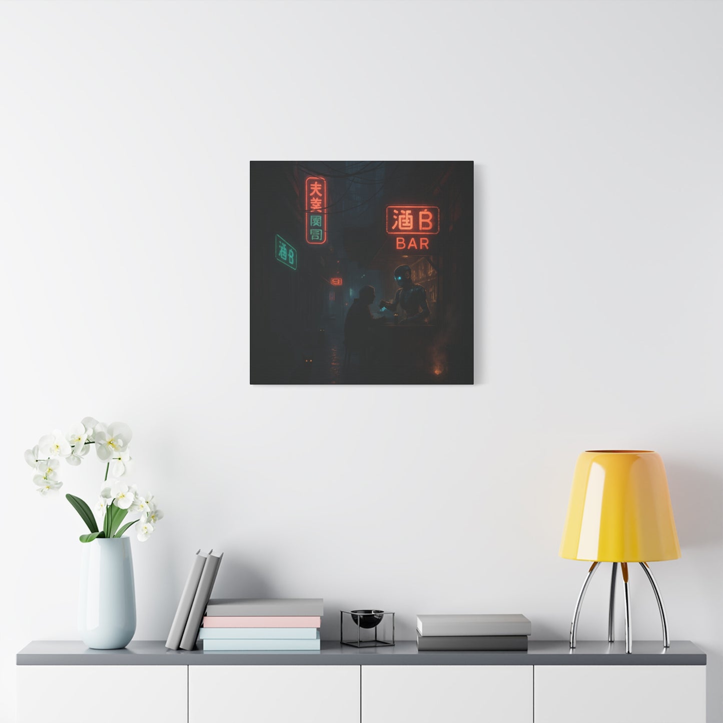 Neon Alley Bar Matte Canvas