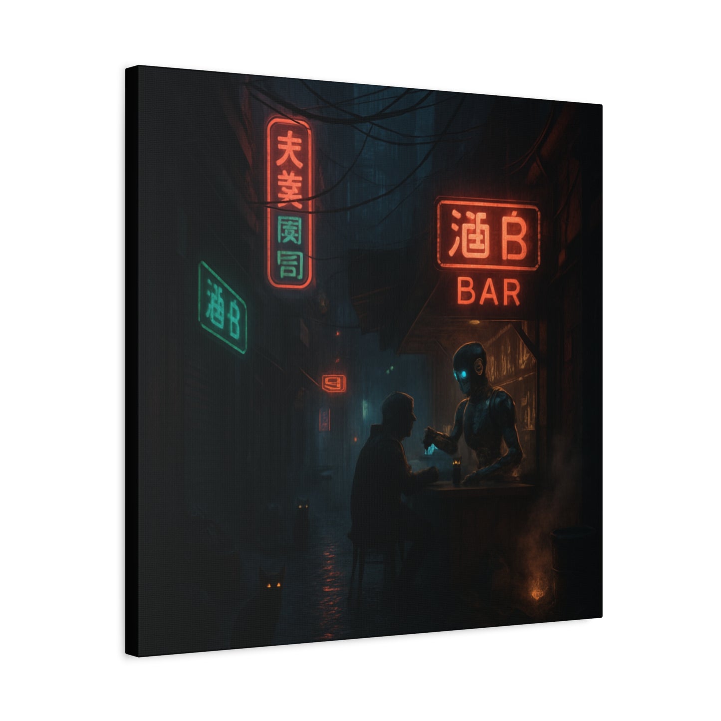 Neon Alley Bar Matte Canvas
