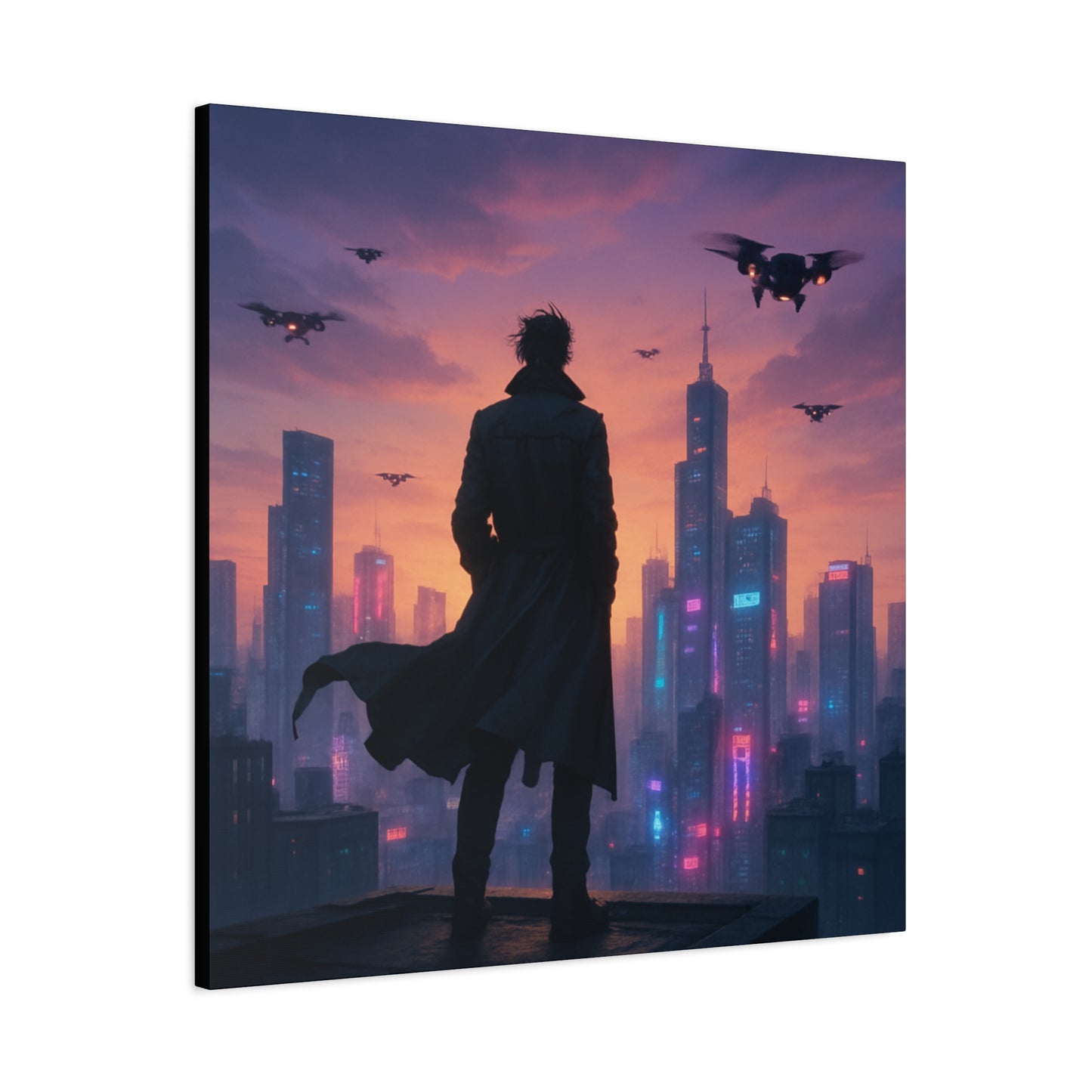 Future Skyline Sentinel Matte Canvas
