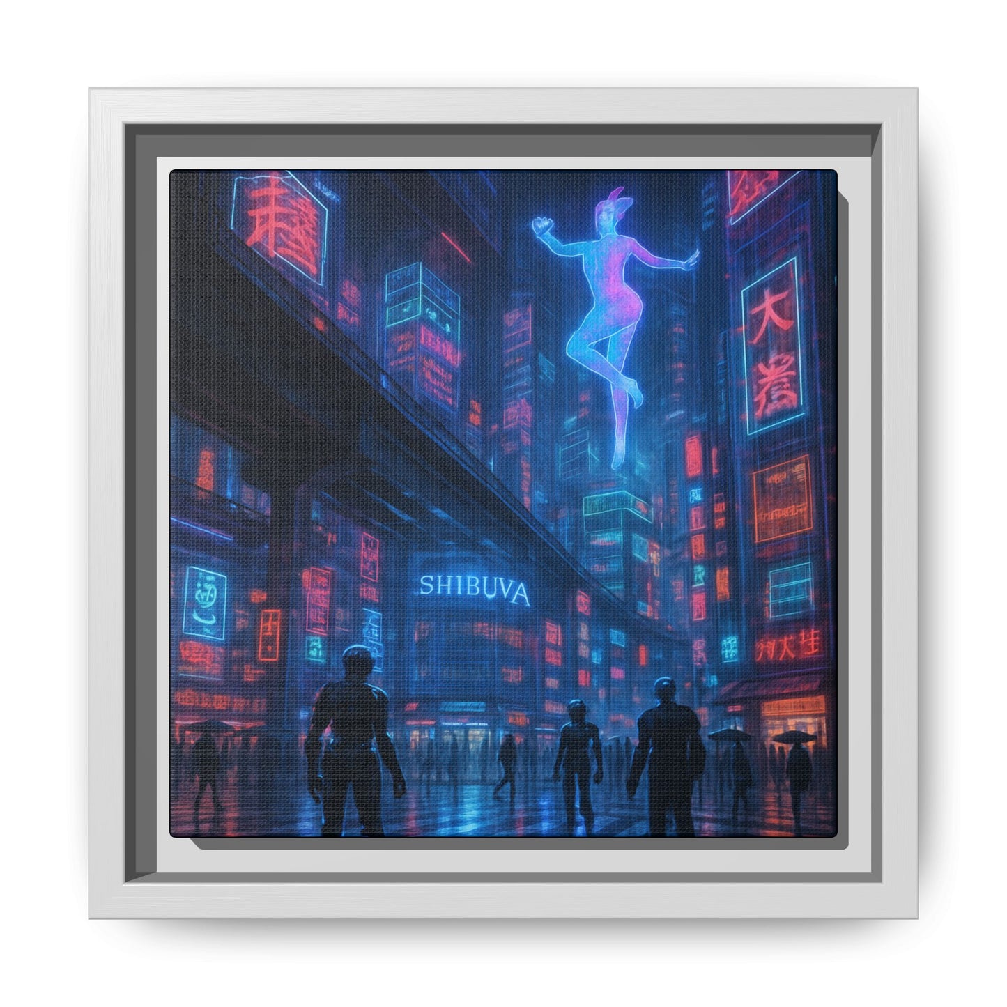 Neon Shibuya Spirit Framed Matte Canvas