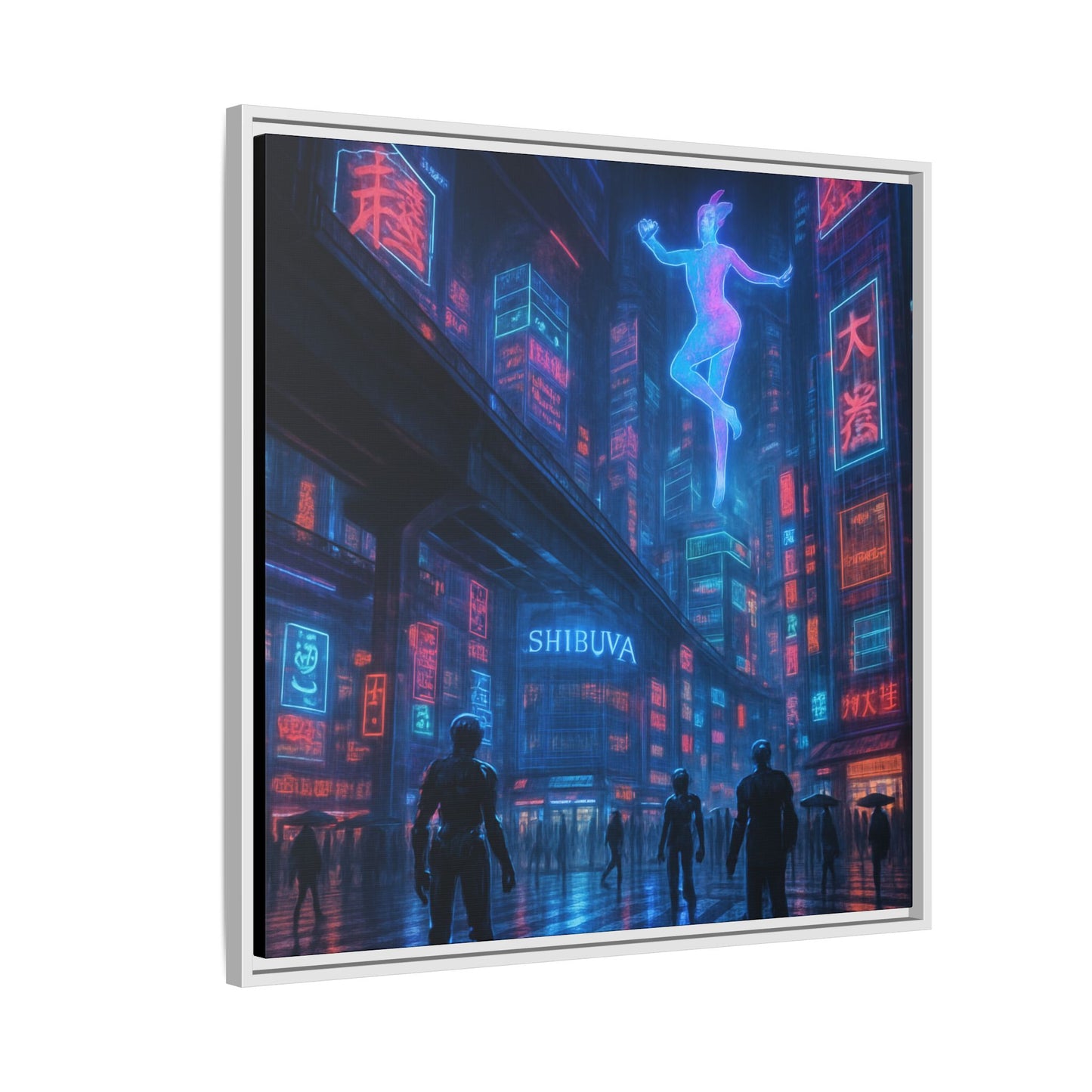 Neon Shibuya Spirit Framed Matte Canvas