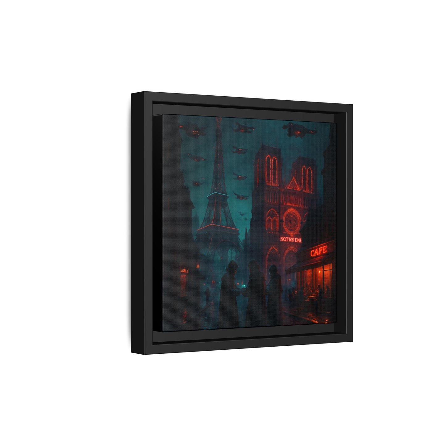 Neon Paris Dream Framed Matte Canvas