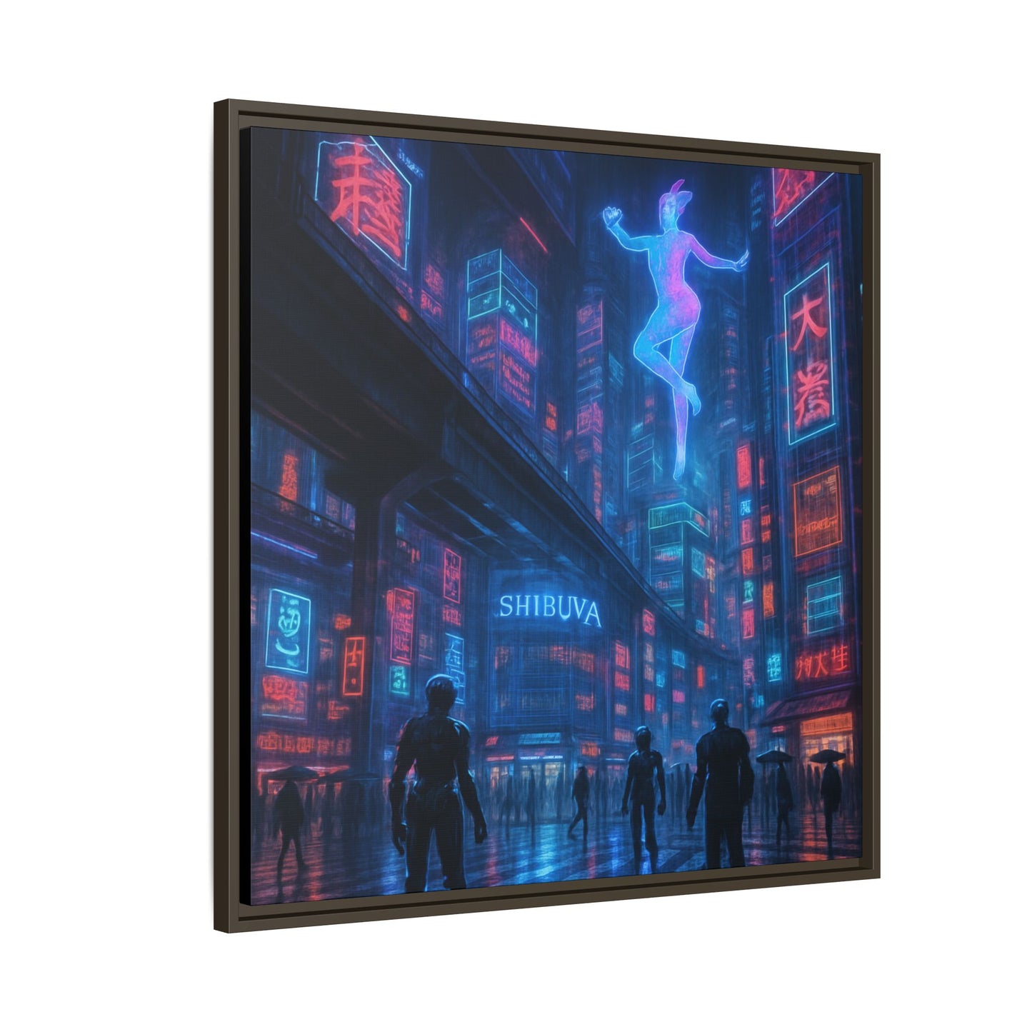 Neon Shibuya Spirit Framed Matte Canvas