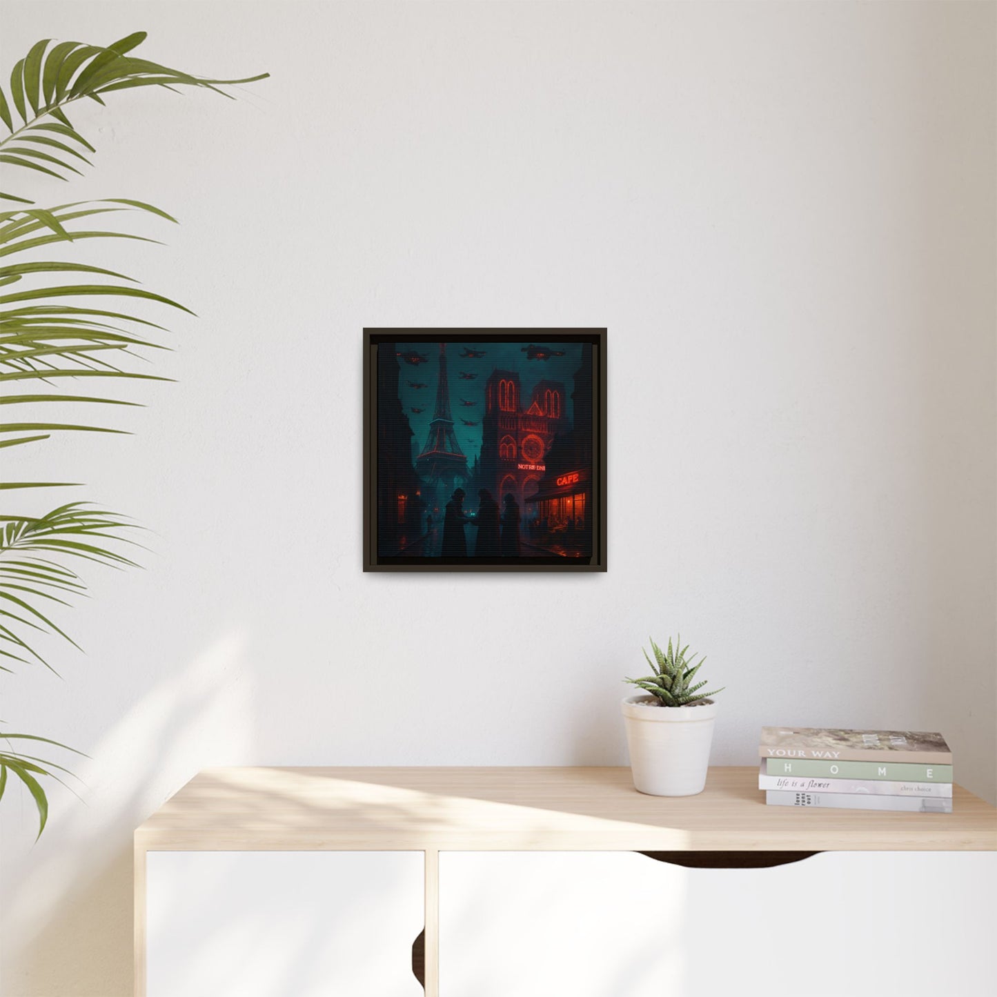 Neon Paris Dream Framed Matte Canvas