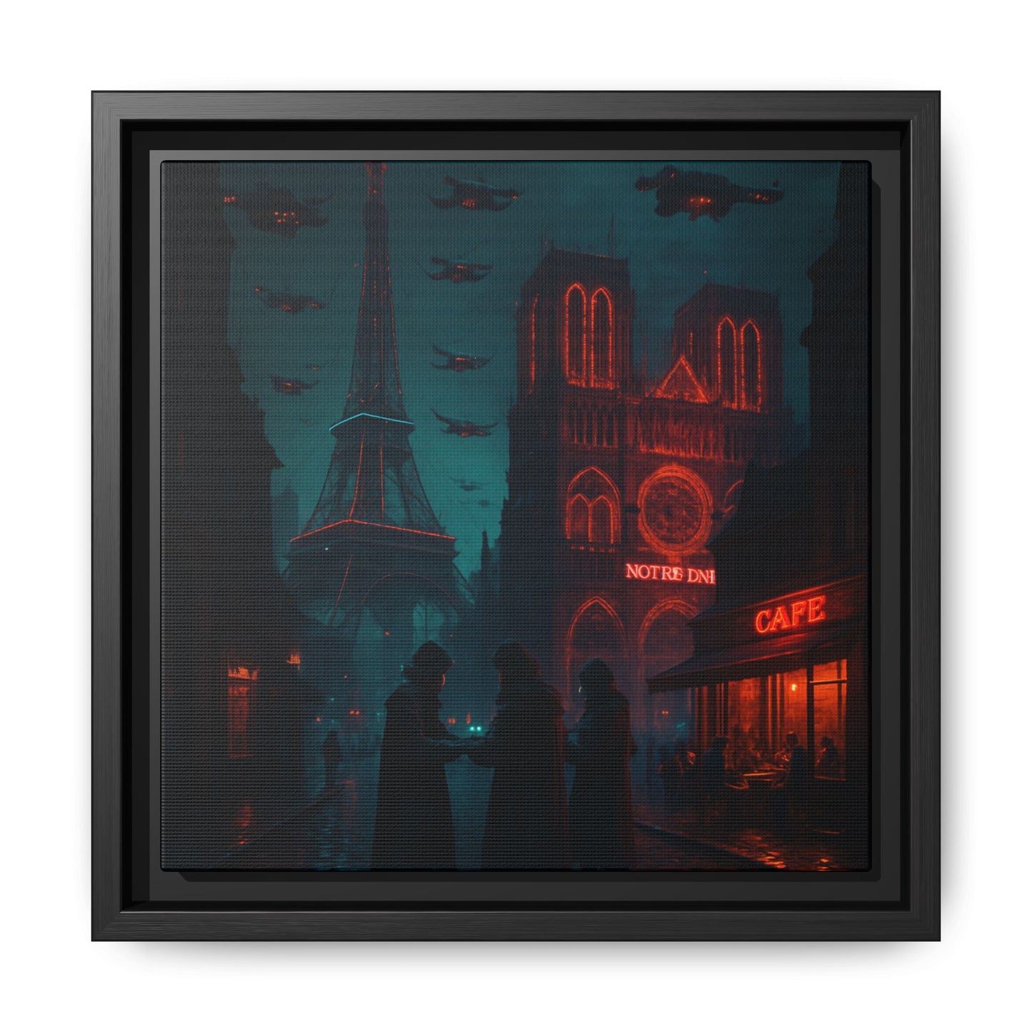 Neon Paris Dream Framed Matte Canvas