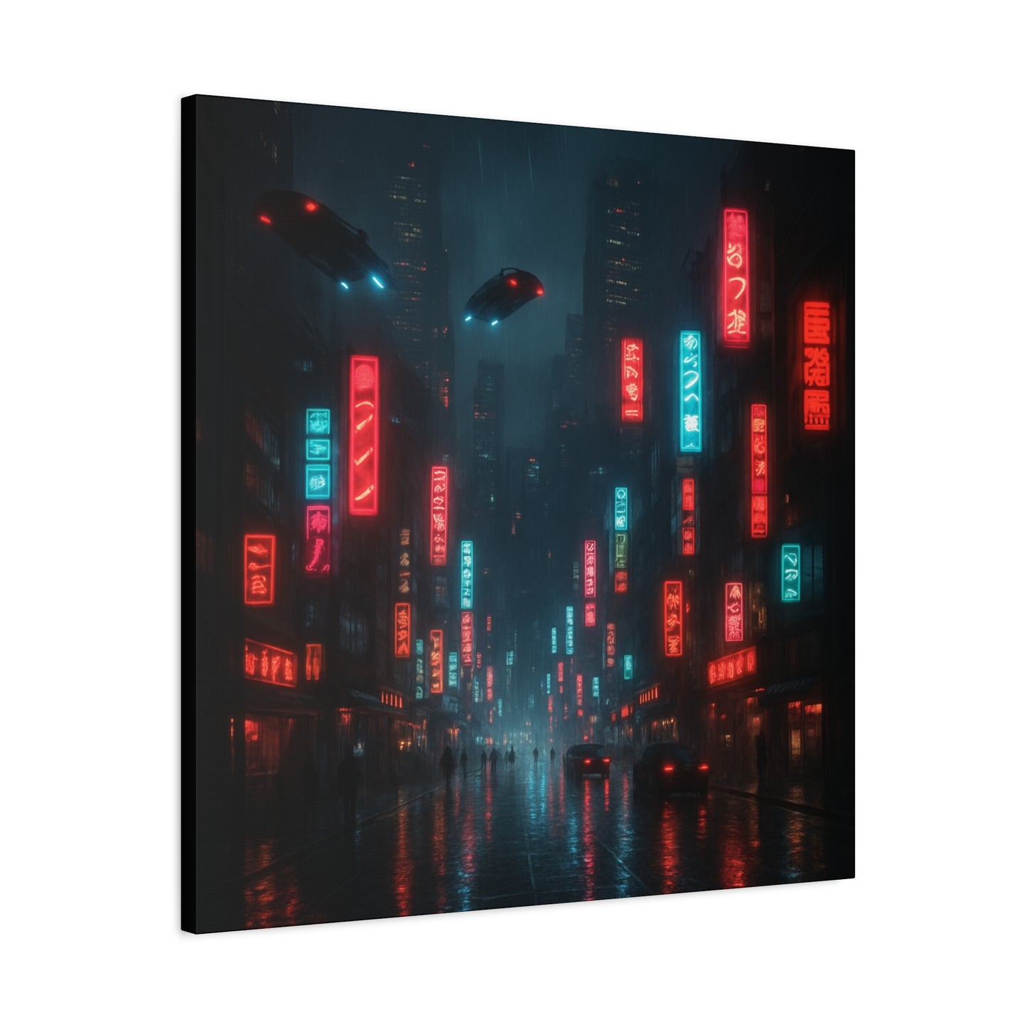 Neon City Street Matte Canvas