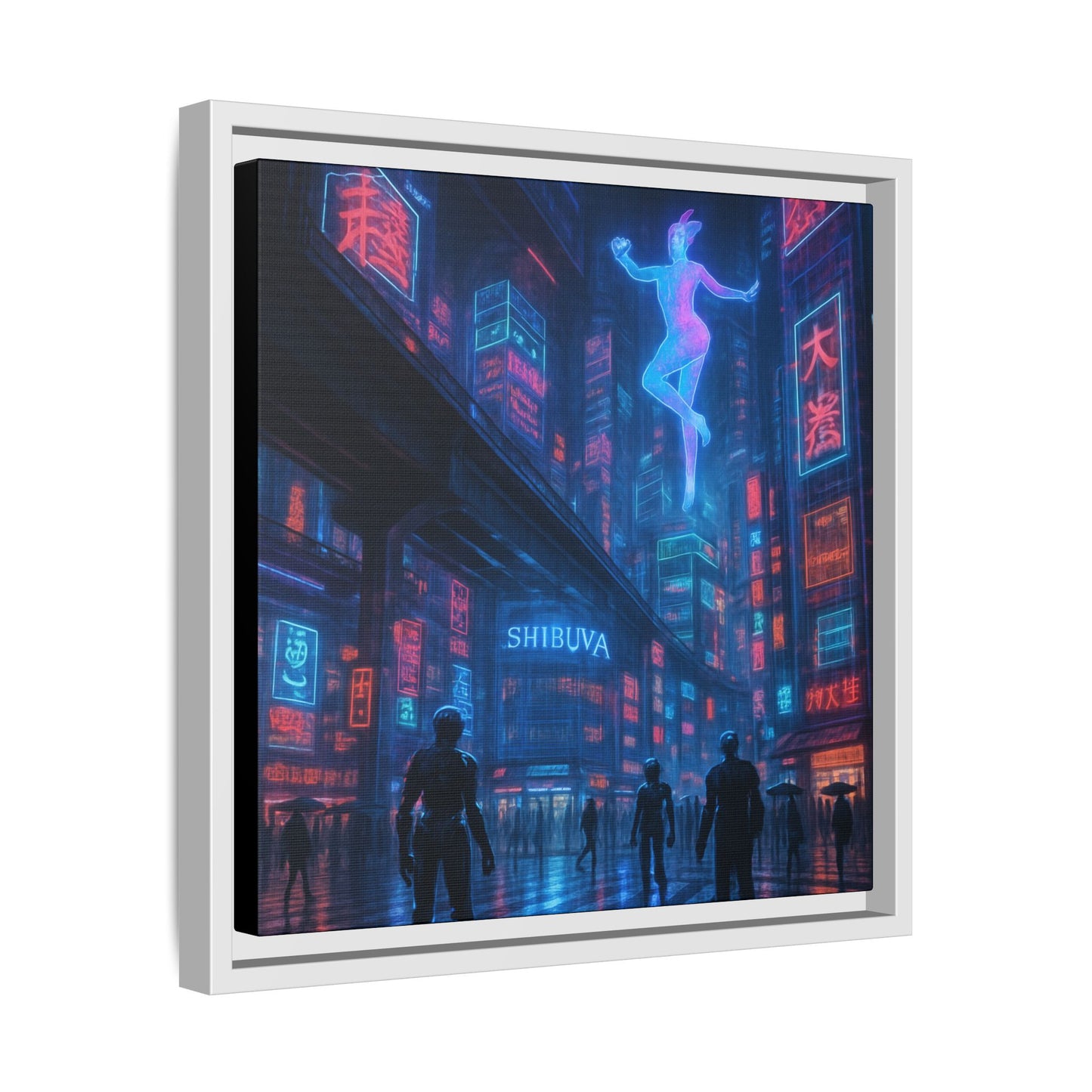 Neon Shibuya Spirit Framed Matte Canvas