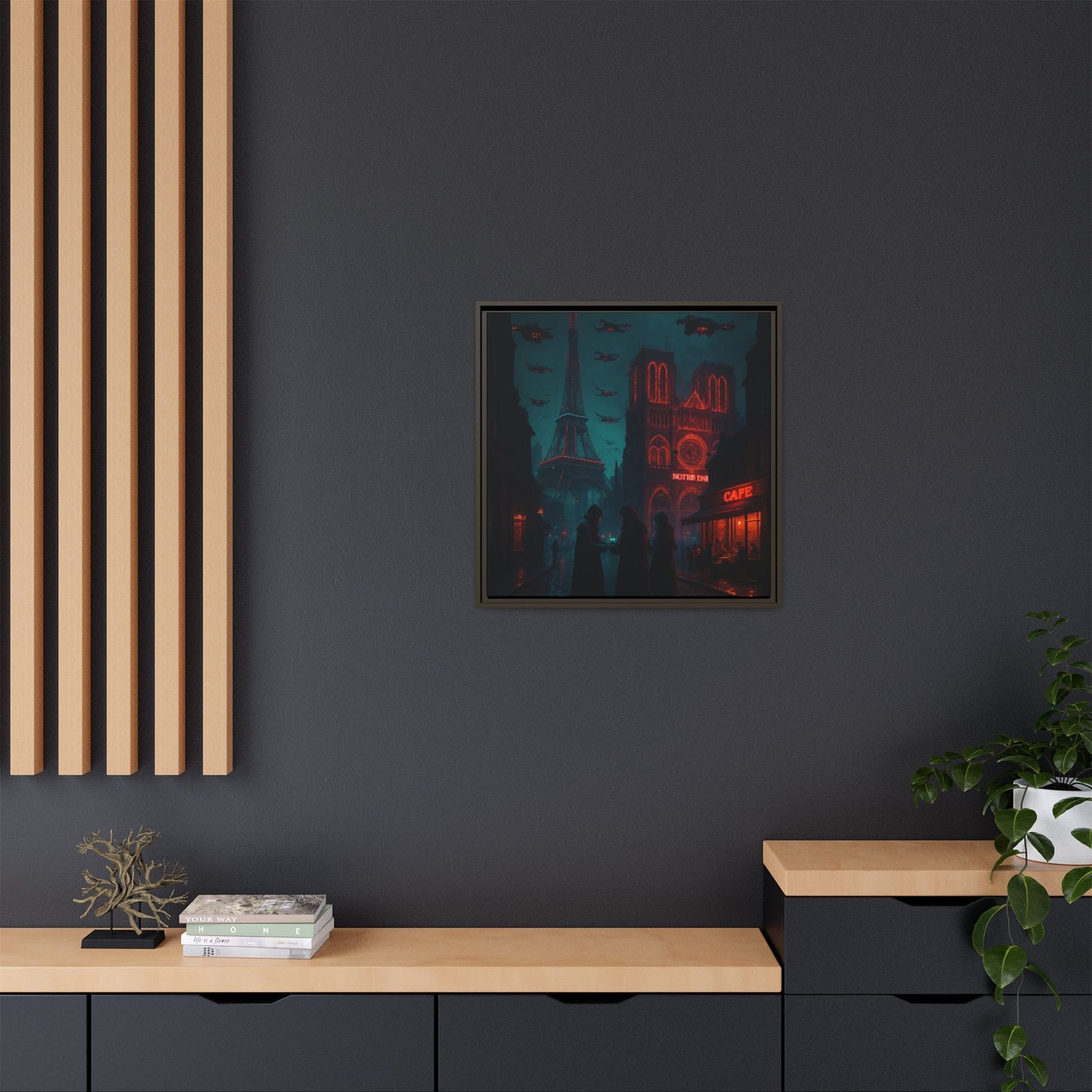 Neon Paris Dream Framed Matte Canvas