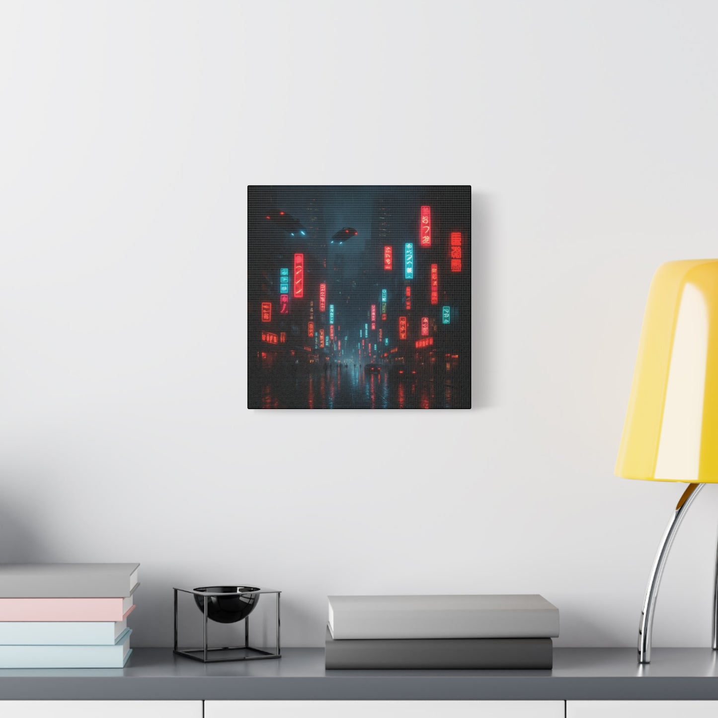 Neon City Street Matte Canvas