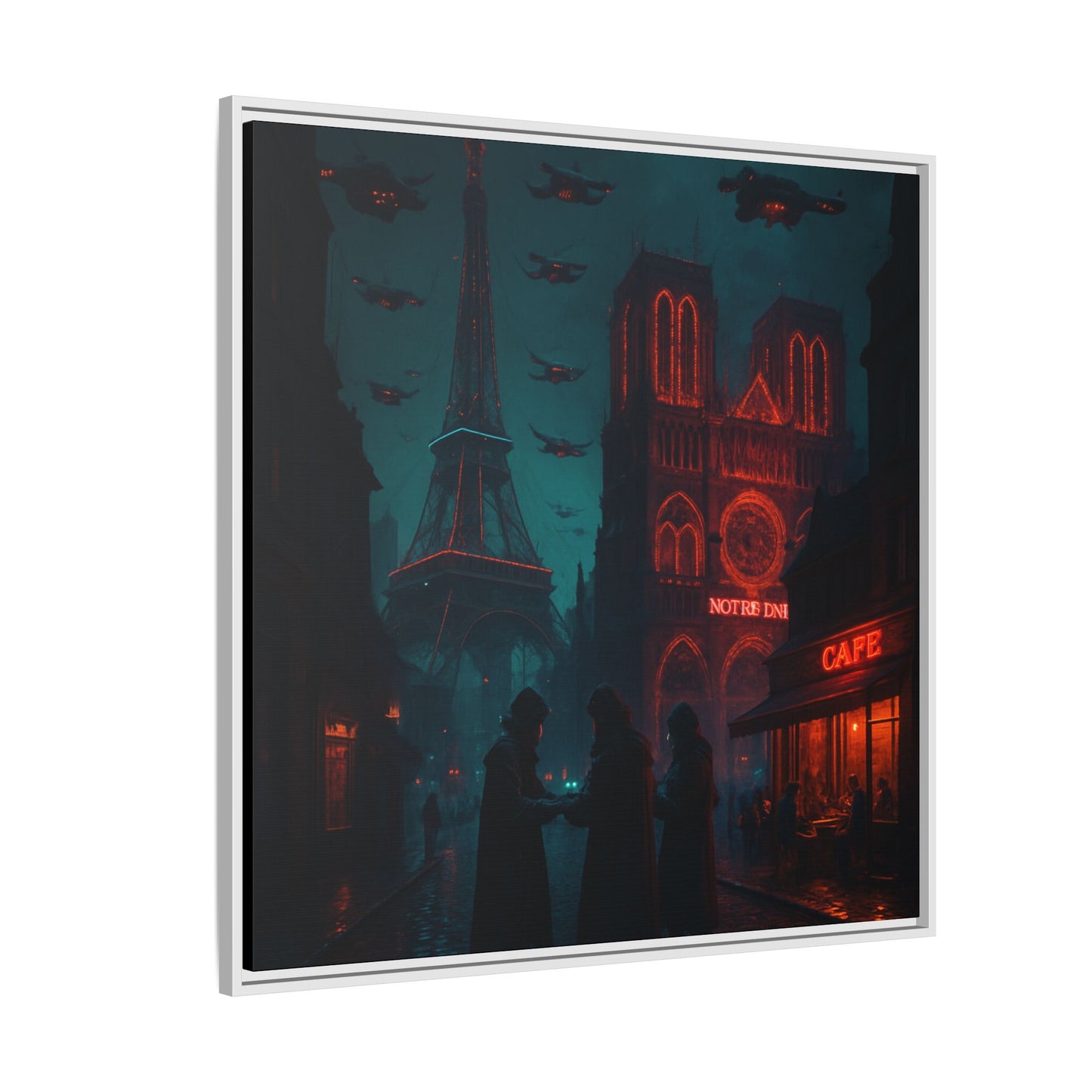 Neon Paris Dream Framed Matte Canvas