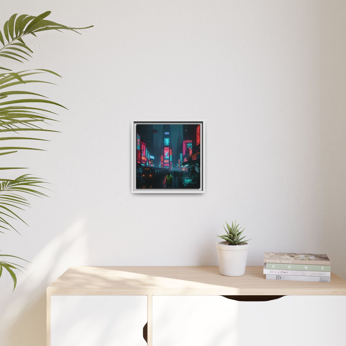 Neon Times Square Nights Framed Matte Canvas