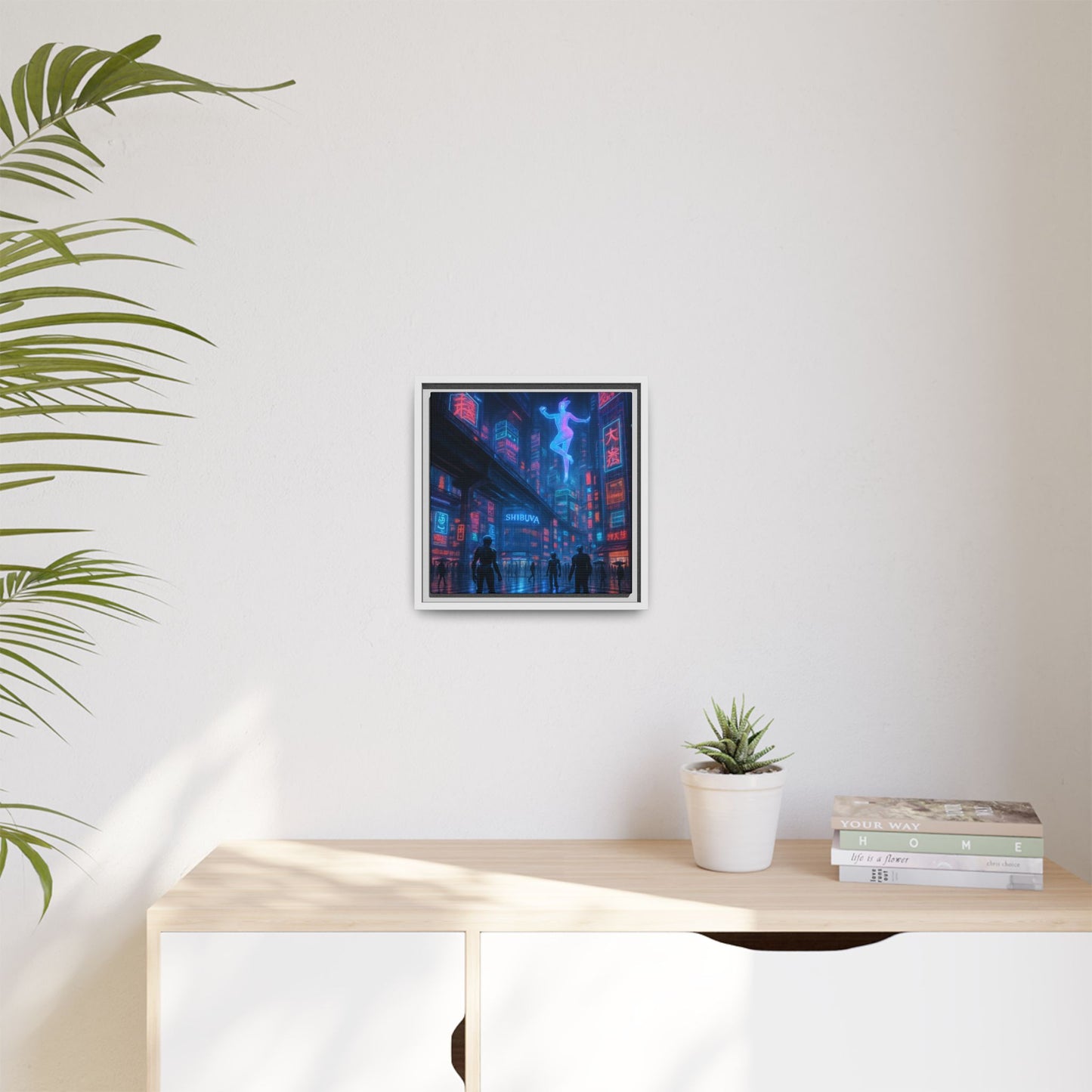 Neon Shibuya Spirit Framed Matte Canvas
