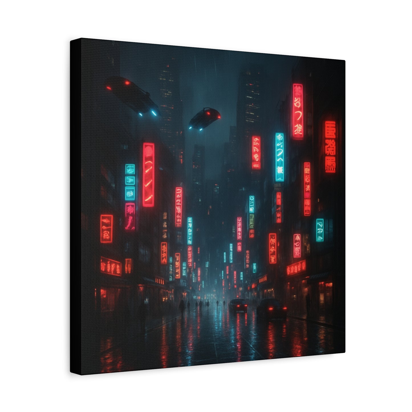 Neon City Street Matte Canvas