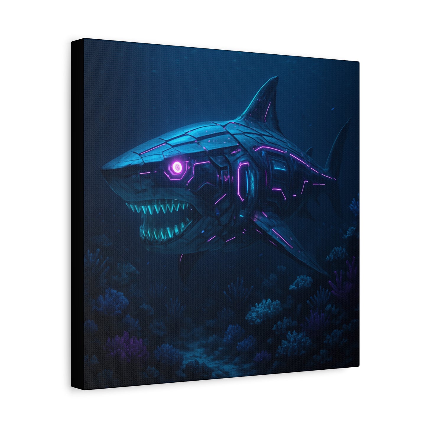 Cyber Shark Abyss Matte Canvas