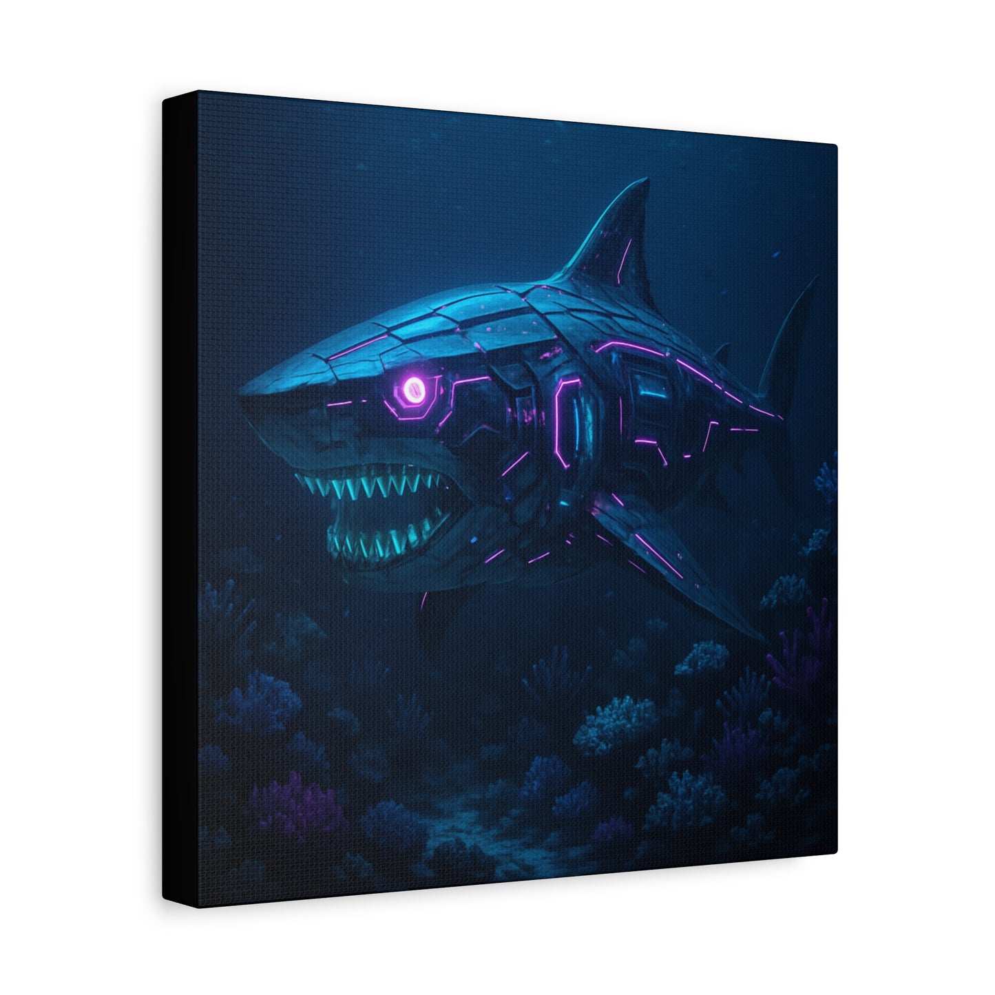 Cyber Shark Abyss Matte Canvas