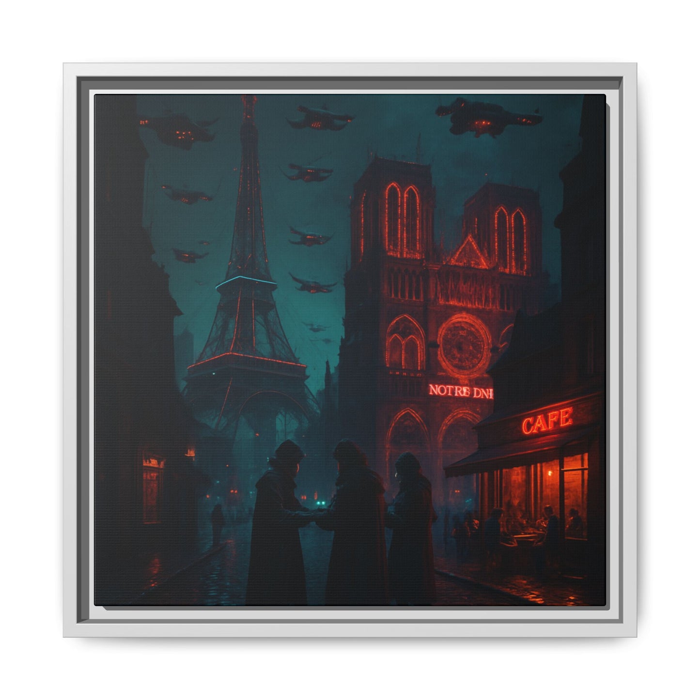Neon Paris Dream Framed Matte Canvas