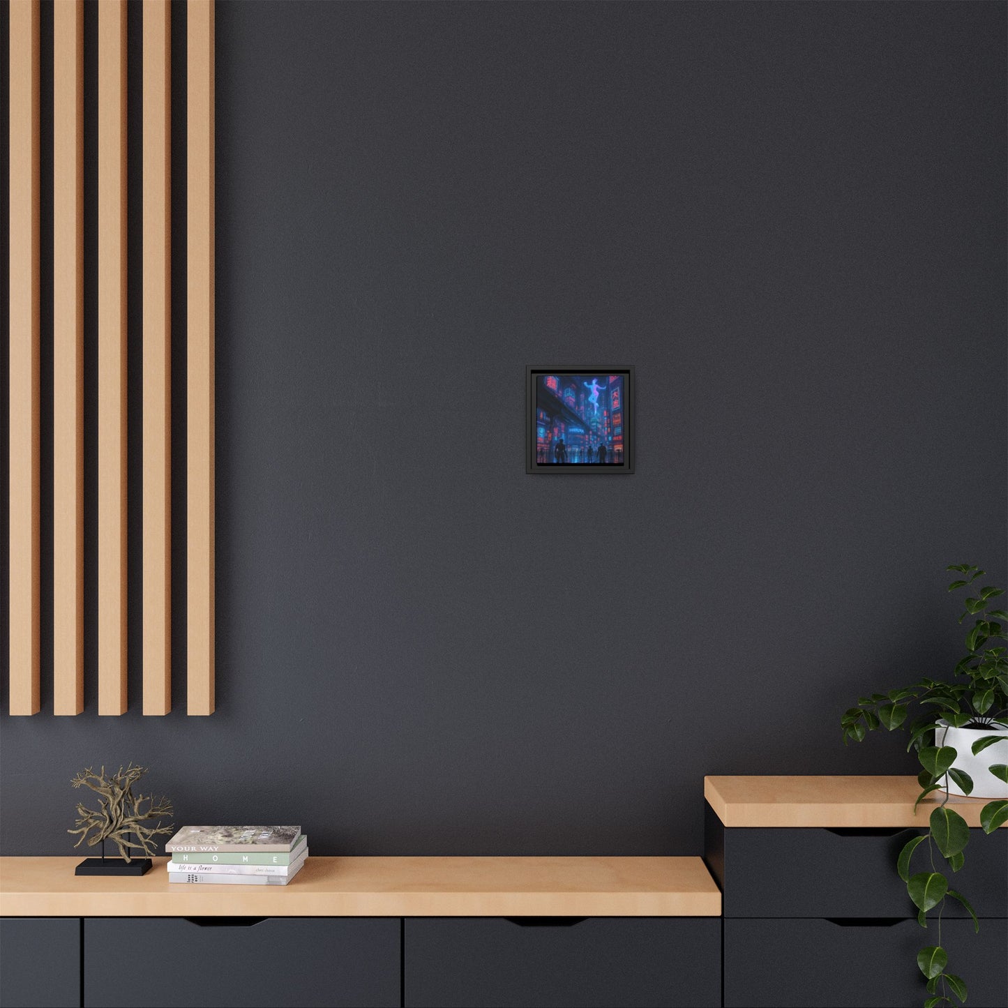 Neon Shibuya Spirit Framed Matte Canvas
