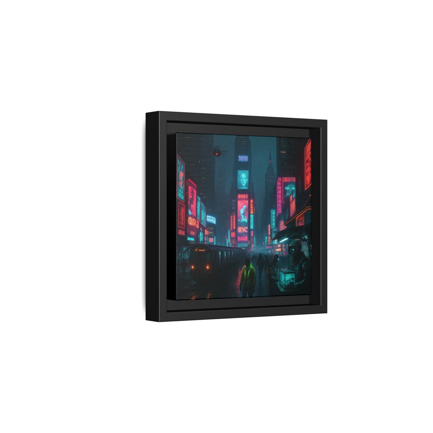Neon Times Square Nights Framed Matte Canvas