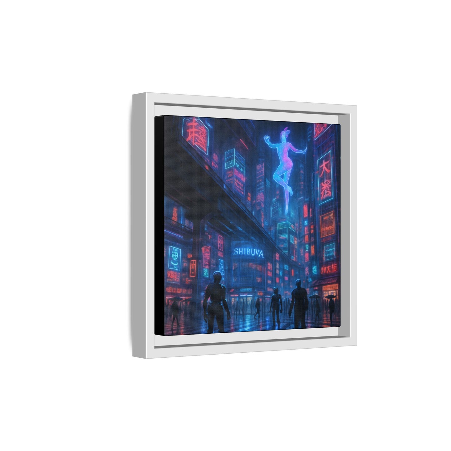Neon Shibuya Spirit Framed Matte Canvas