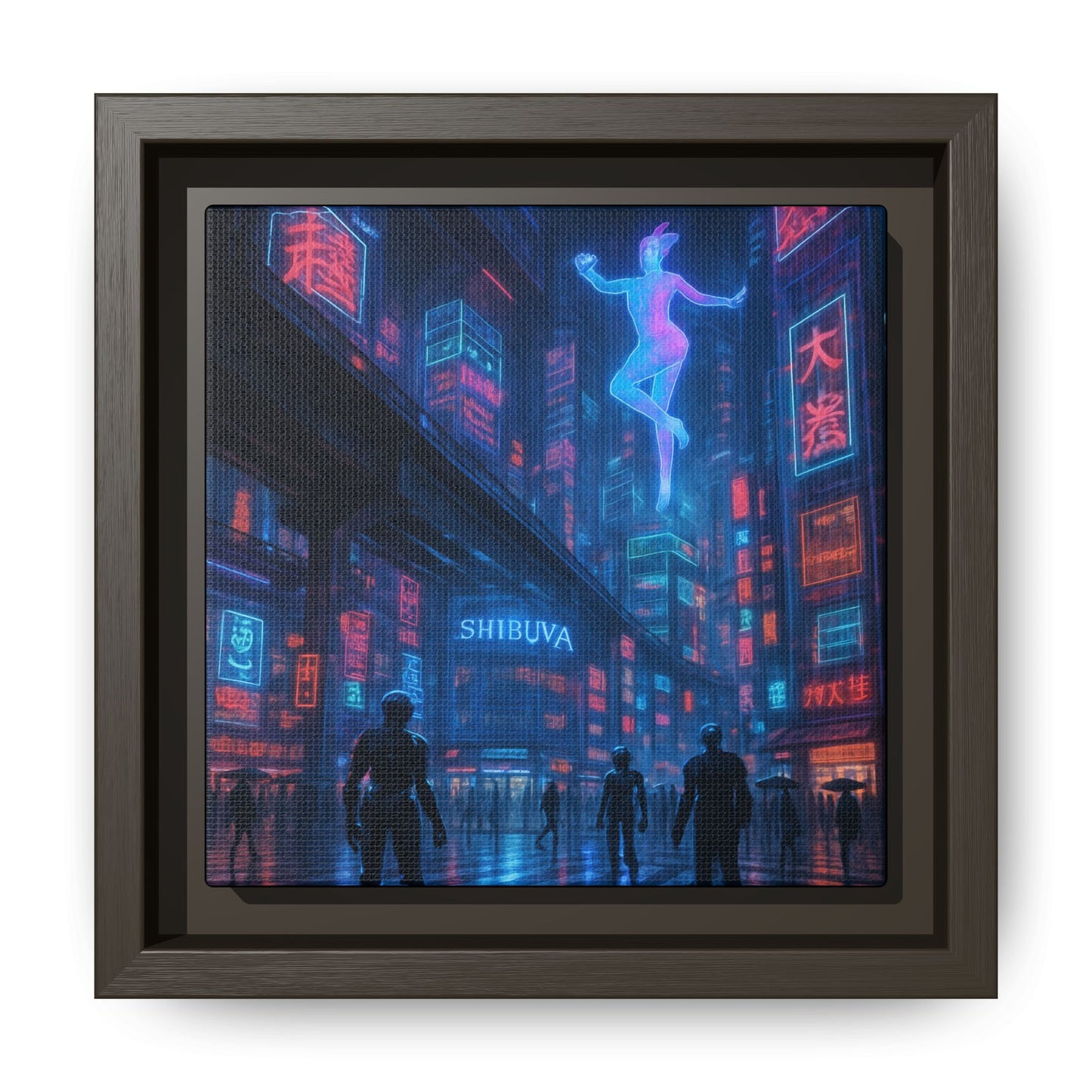 Neon Shibuya Spirit Framed Matte Canvas