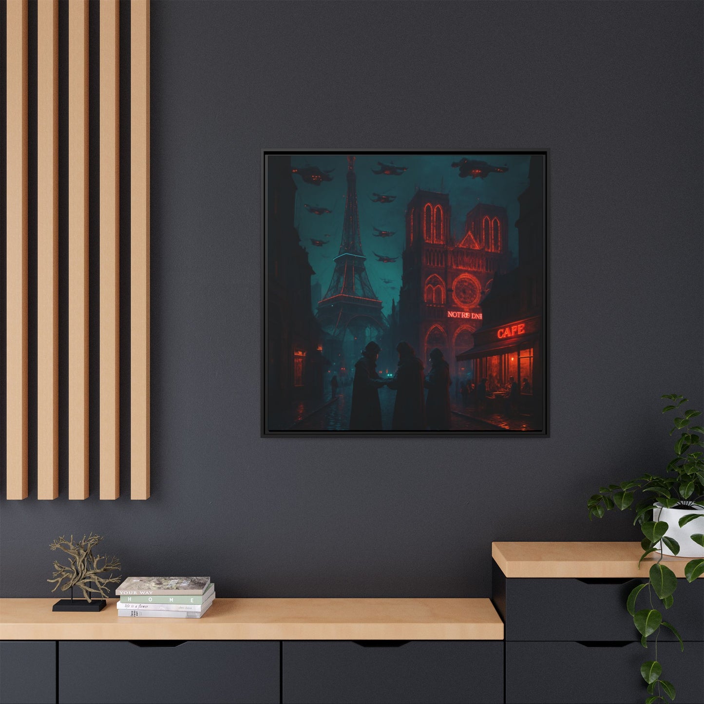 Neon Paris Dream Framed Matte Canvas