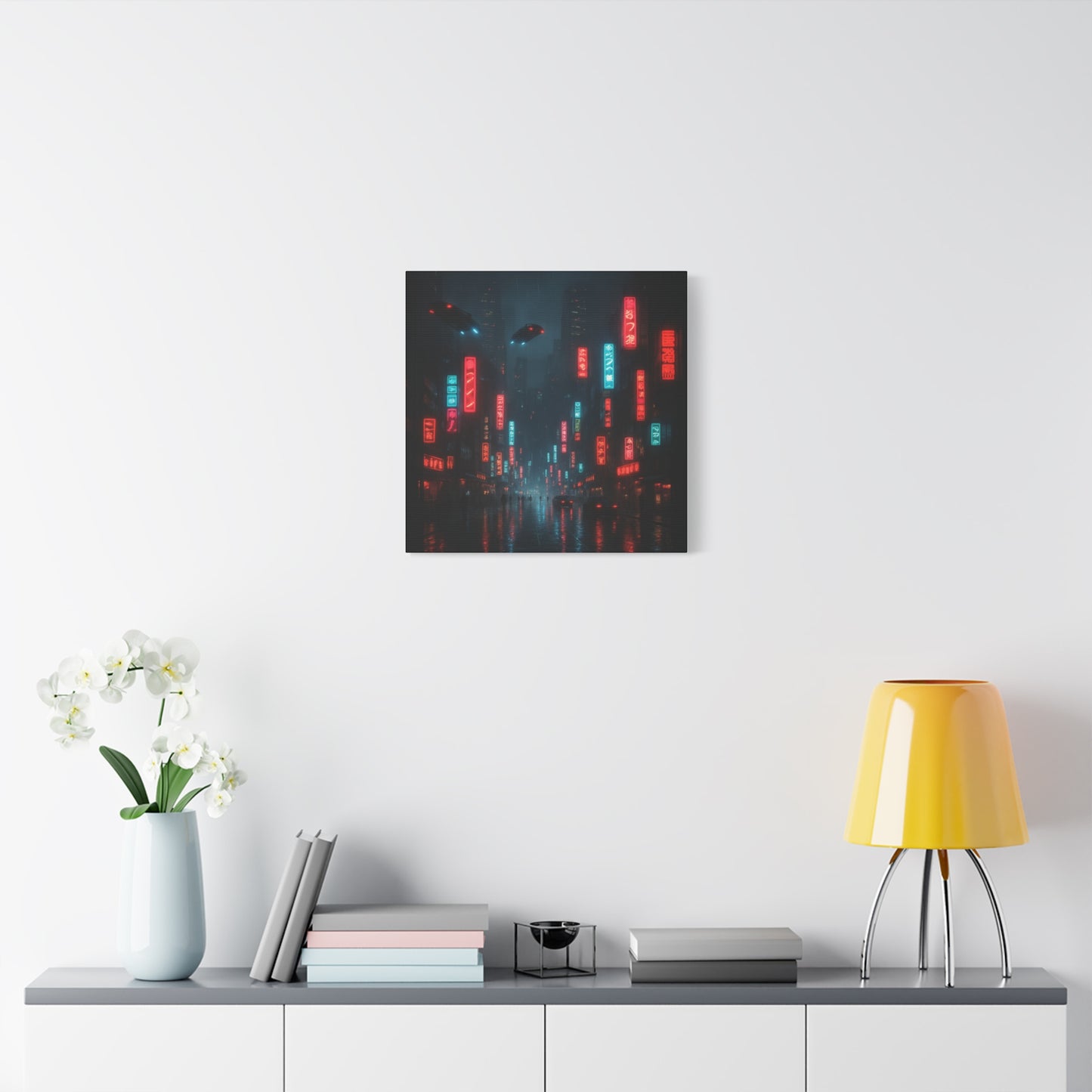 Neon City Street Matte Canvas