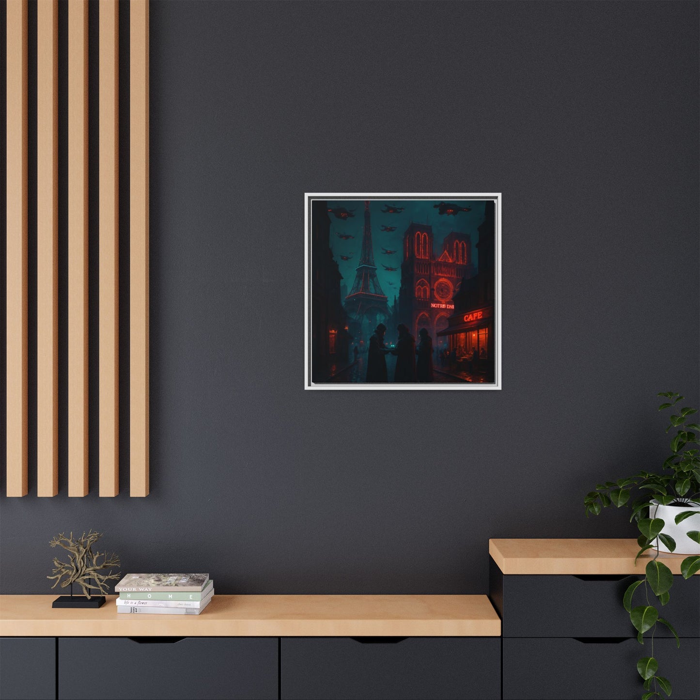 Neon Paris Dream Framed Matte Canvas