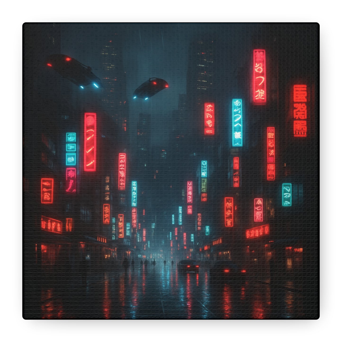 Neon City Street Matte Canvas