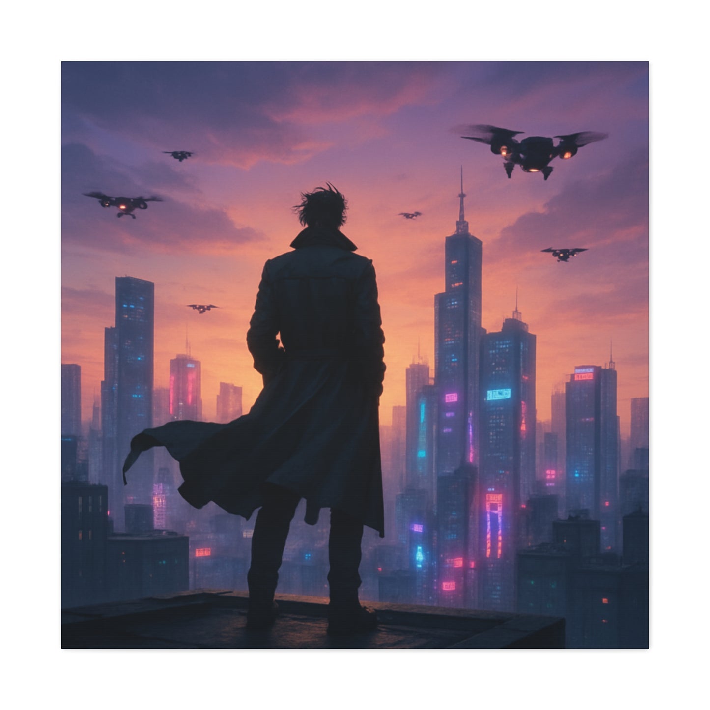 Future Skyline Sentinel Matte Canvas