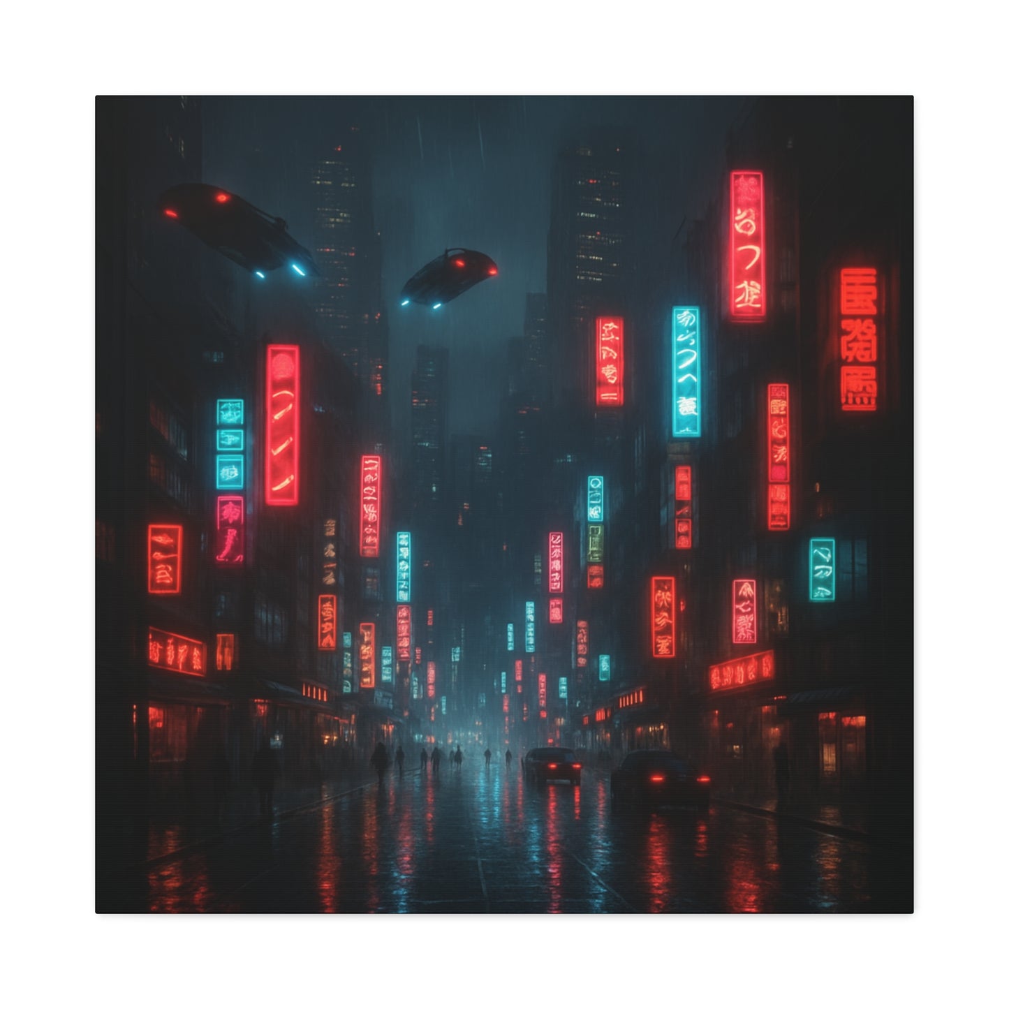 Neon City Street Matte Canvas