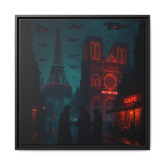 Neon Paris Dream Framed Matte Canvas