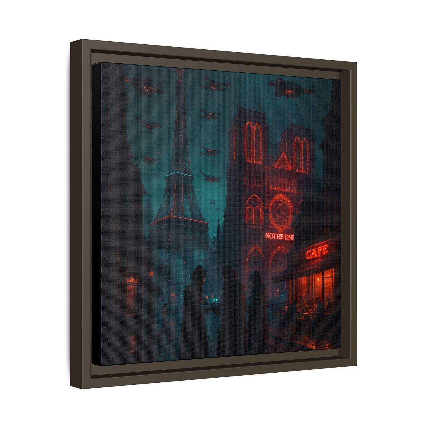 Neon Paris Dream Framed Matte Canvas