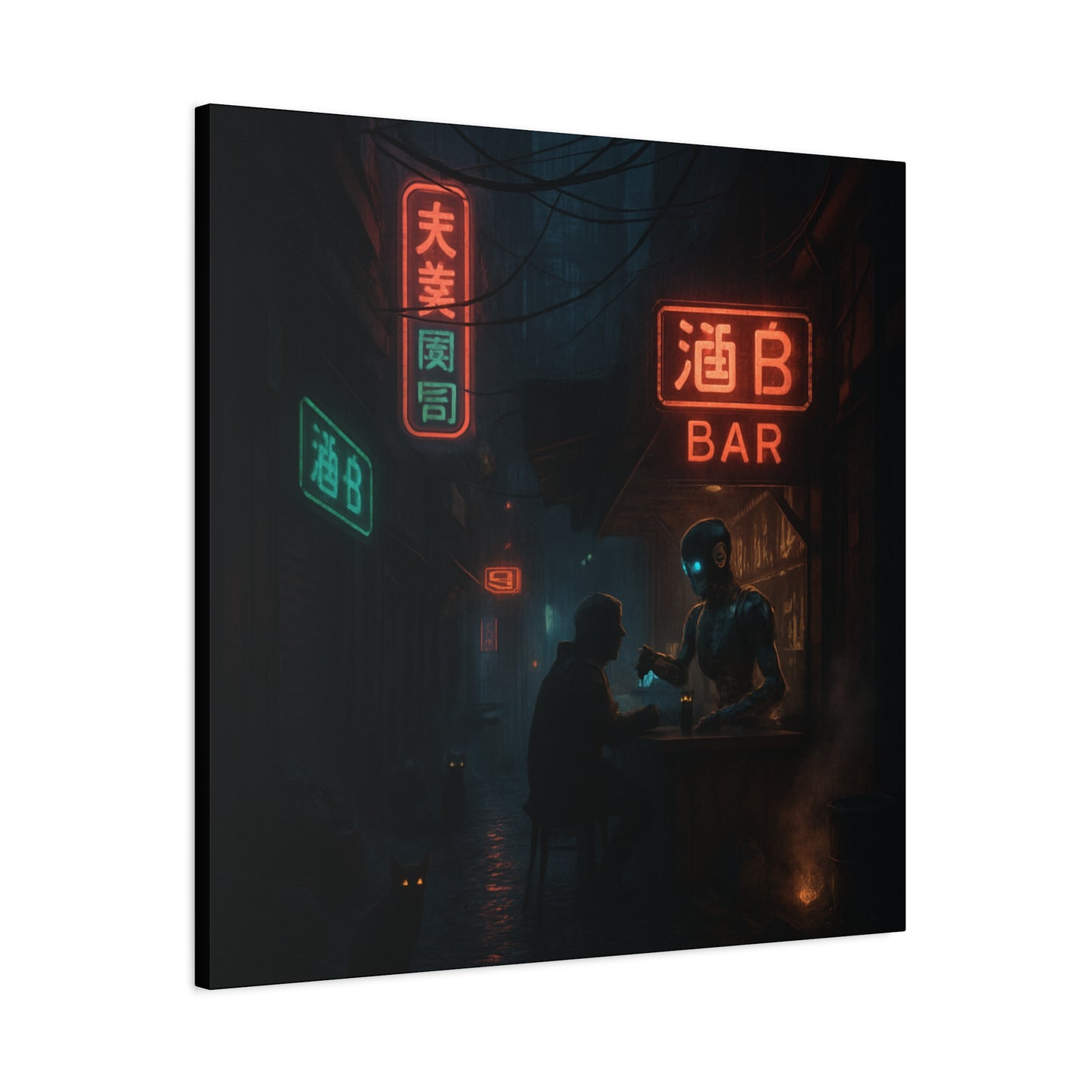 Neon Alley Bar Matte Canvas