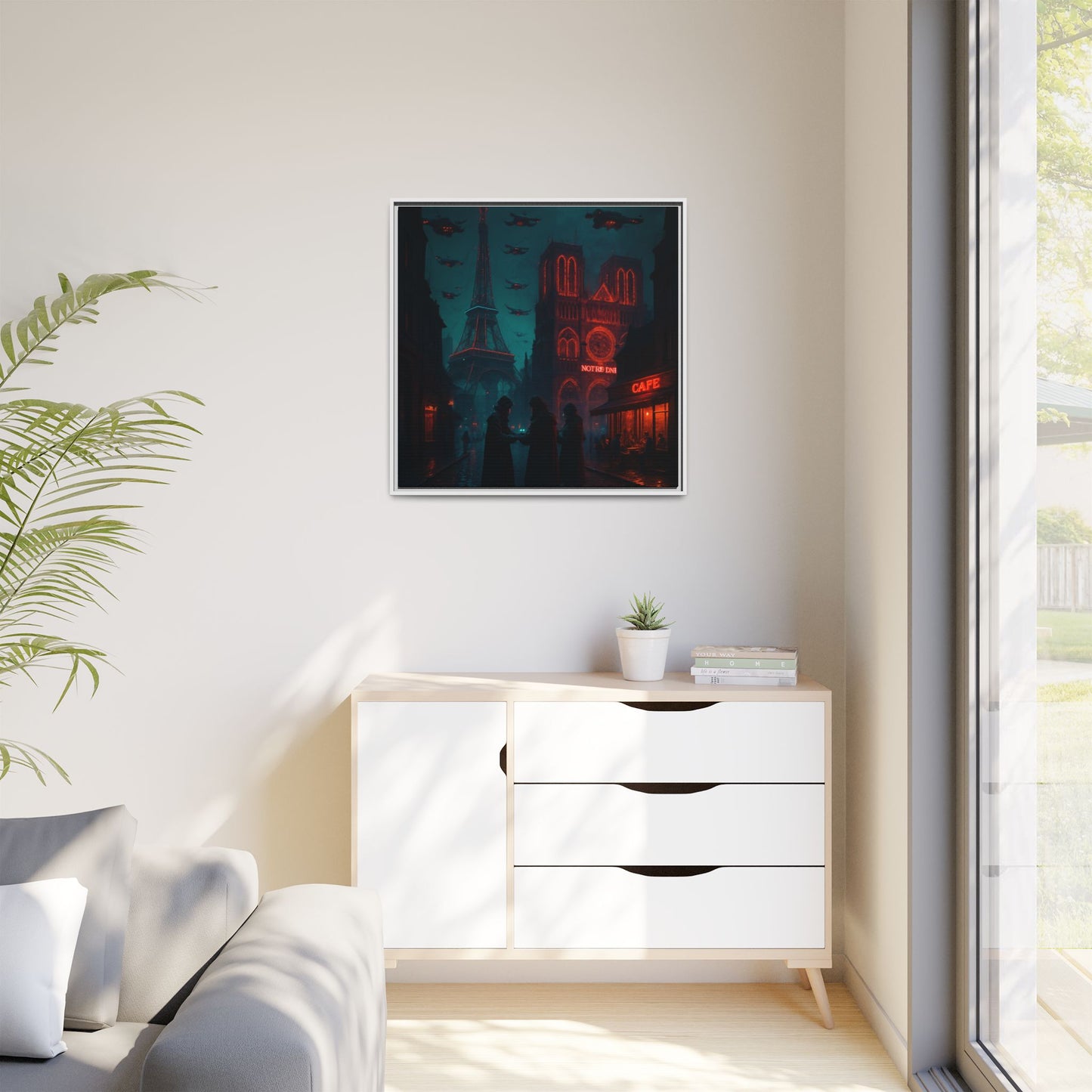Neon Paris Dream Framed Matte Canvas